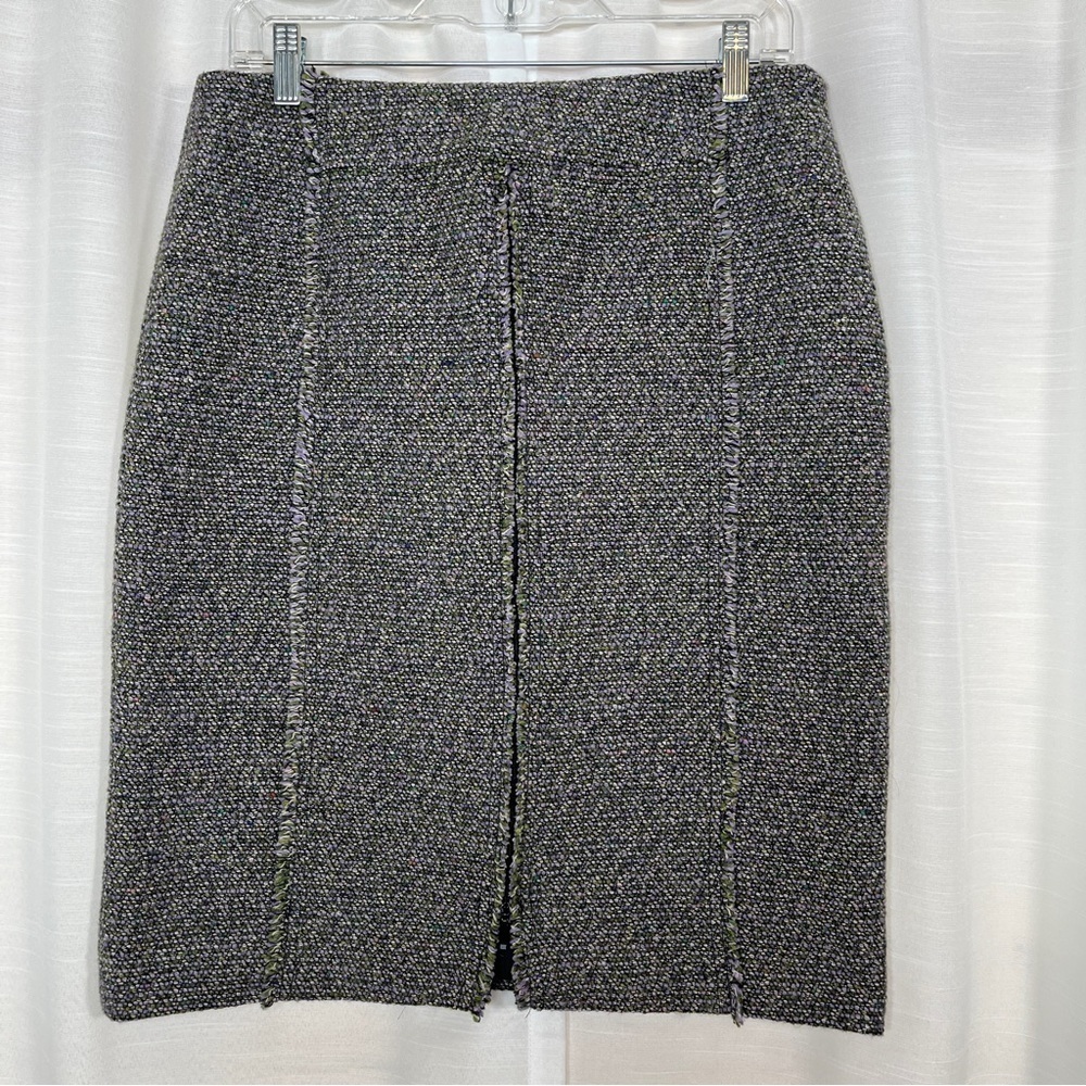 Tribal tweed pencil skirt with a front zipper slit